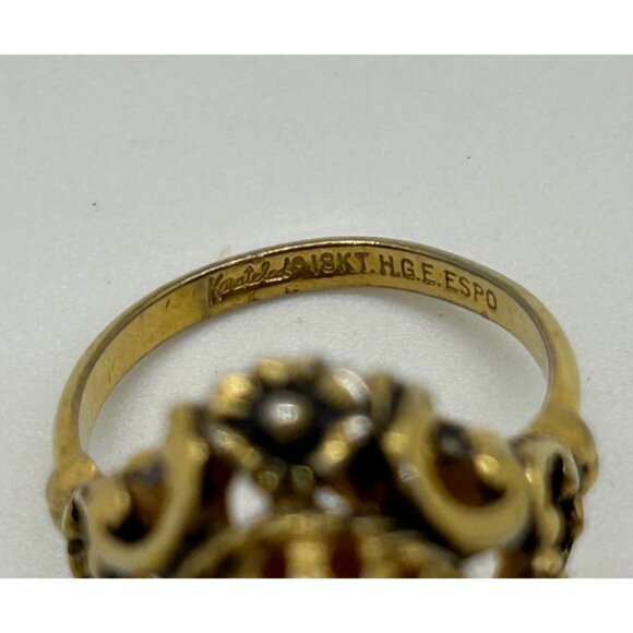 Vintage Cameo Ring Resin with18KT Gold Electroplate Intricate Floral Size 7 - Picture 13 of 14